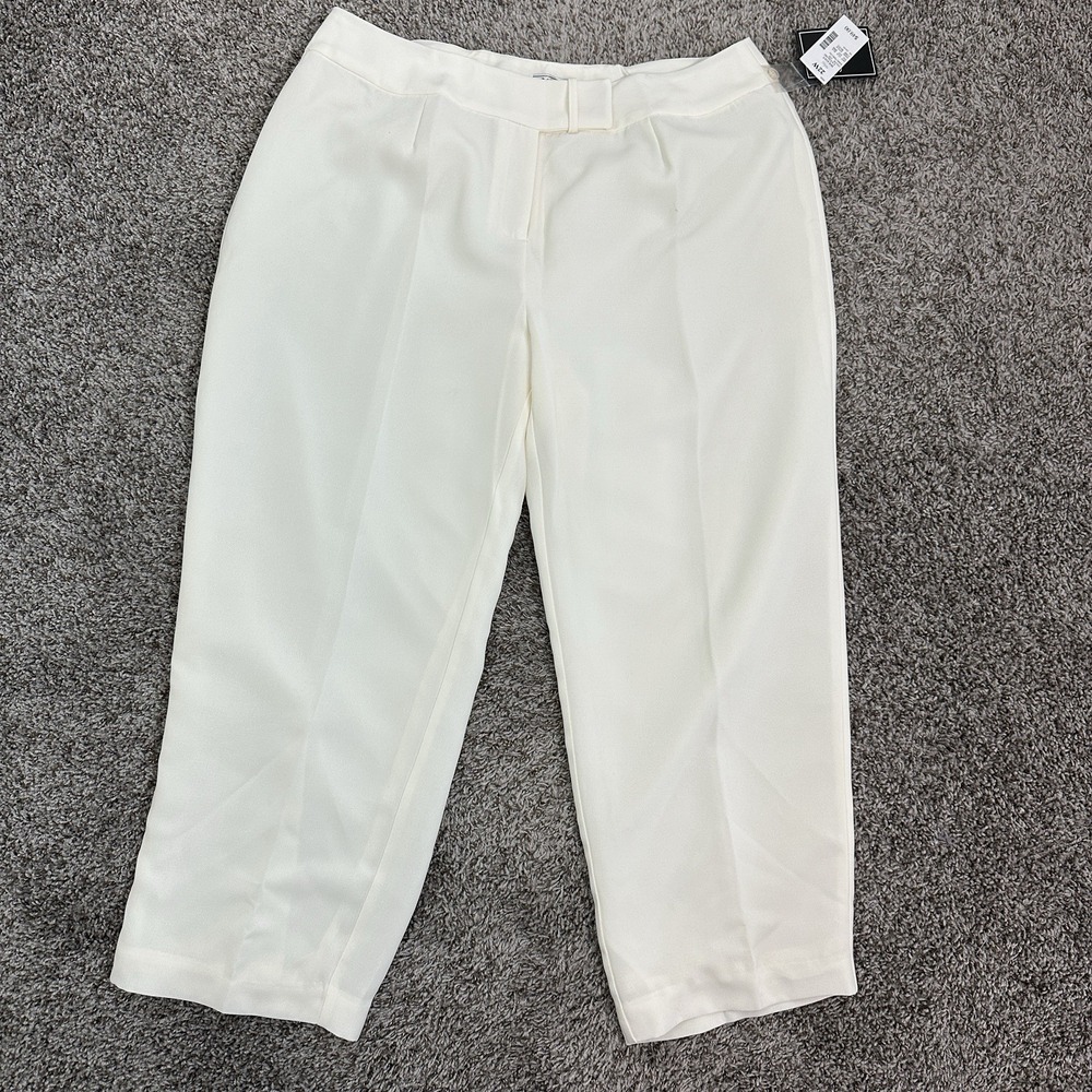 Bob Mackie High Waist Tailored Ankle Pants Plus Size 22W Ivory Lined NWT